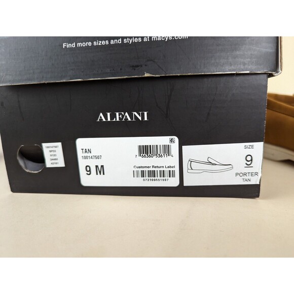 Alfani Porter Casual Loafer Flats Mens 9 M Tan Faux Leather Slip On Shoes NWB main image 4